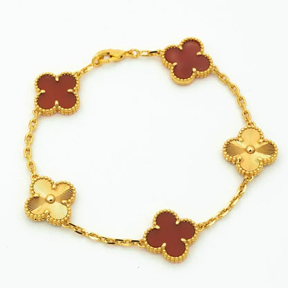 [kincade]CLOVER  5 MOTIFS CARNELIAN GOLD BRACELET