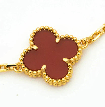 [kincade]CLOVER  5 MOTIFS CARNELIAN GOLD BRACELET