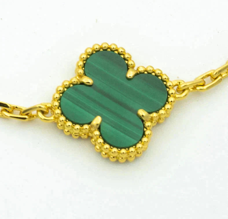 [kincade]CLOVER  5 MOTIF MALACHITE DIAMOND BRACELET