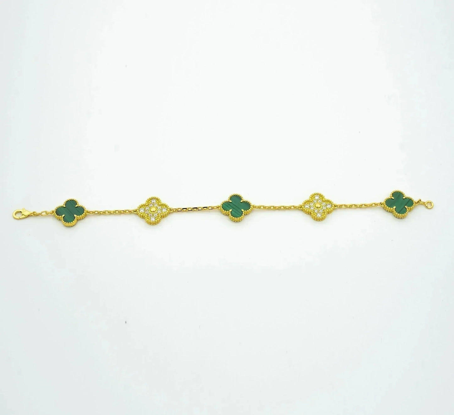 [kincade]CLOVER  5 MOTIF MALACHITE DIAMOND BRACELET