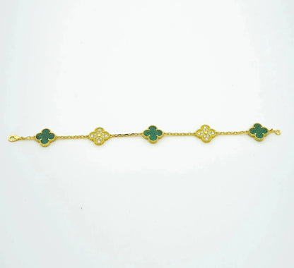 [kincade]CLOVER  5 MOTIF MALACHITE DIAMOND BRACELET