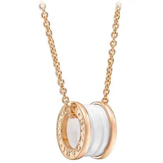 [kincade]ZERO 1 WHITE CERAMIC PINK GOLD DIAMOND NECKLACE