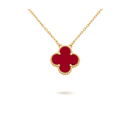 [kincade]CLOVER 15MM CARNELIAN SINGLE FLOWER NECKLACE