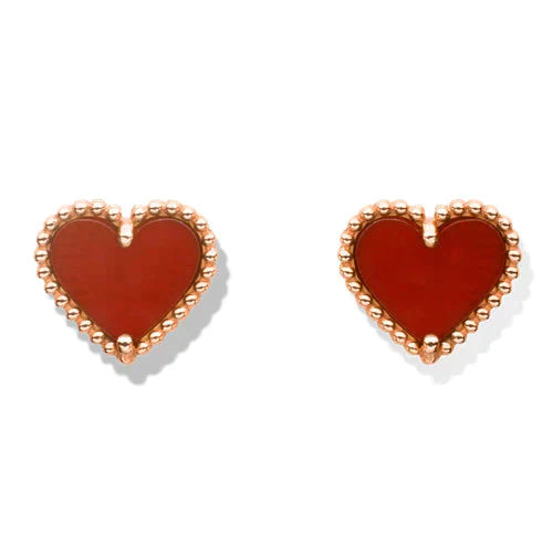 [kincade]HEART CARNELIAN STUD EARRINGS