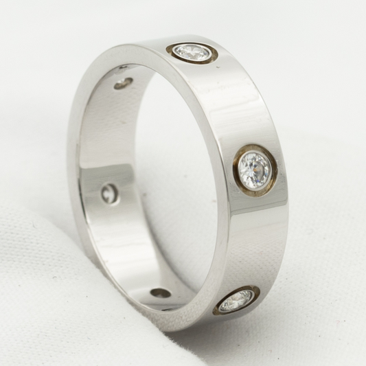 [kincade] LIEBESRING 5,5 MM 6 DIAMANTEN SILBER