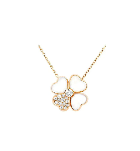 [kincade]CLOVER MOP DIAMOND ROSE GOLD NECKLACE