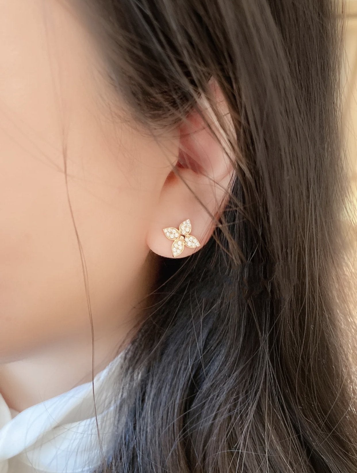 [kincade]STAR BLOSSOM STUD EARRINGS PINK GOLD DIAMONDS