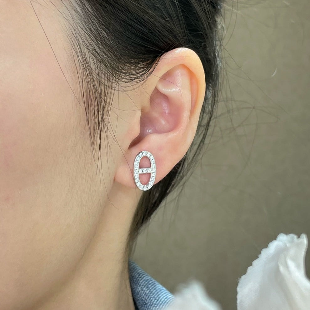 [kincade]HM FULL DIAMOND PIG NOSE STUD EARRINGS