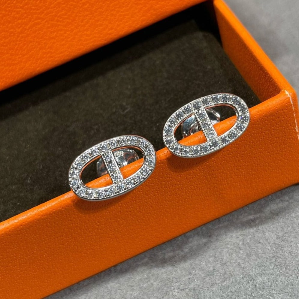 [kincade]HM FULL DIAMOND PIG NOSE STUD EARRINGS