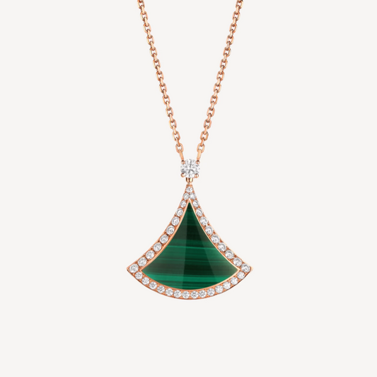 [kincade]DREAM MALACHITE DIAMOND PAVED PINK GOLD NECKLACE