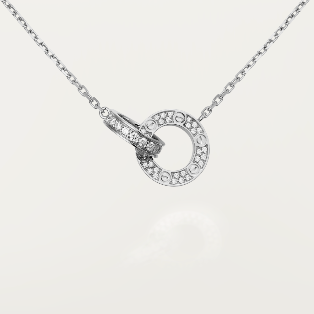 [kincade]LOVE 7.6MM NECKLACE ROSE GOLD AND SILVER  FULL DIAMOND