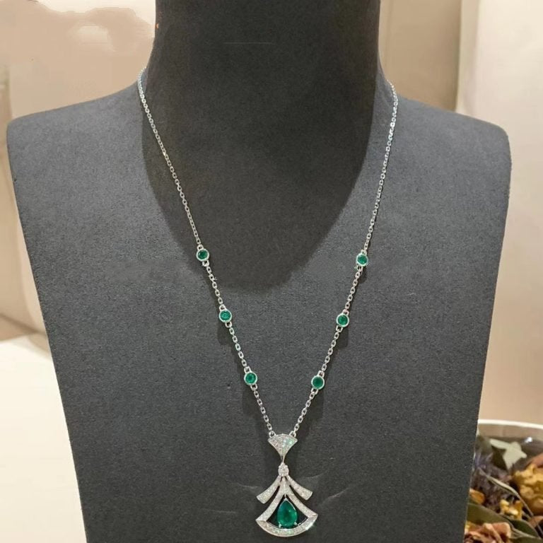 [kincade]DREAM NECKLACE MALACHITE DIAMOND SILVER