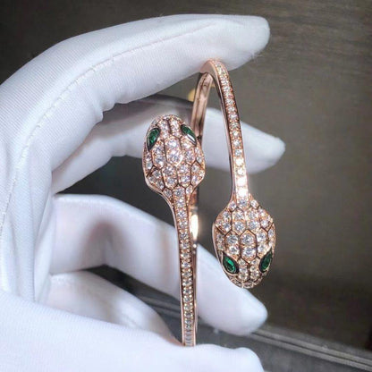 [kincade]SERPENTI BRACELET PINK GOLD MALACHITE DIAMOND DOUBLE SNAKE