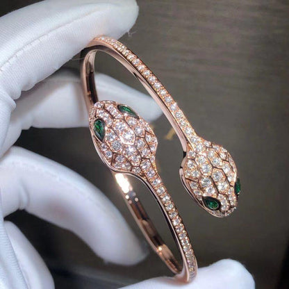 [kincade]SERPENTI BRACELET PINK GOLD MALACHITE DIAMOND DOUBLE SNAKE