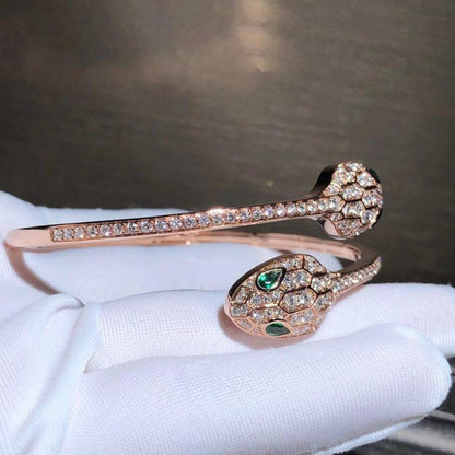 [kincade]SERPENTI BRACELET PINK GOLD MALACHITE DIAMOND DOUBLE SNAKE