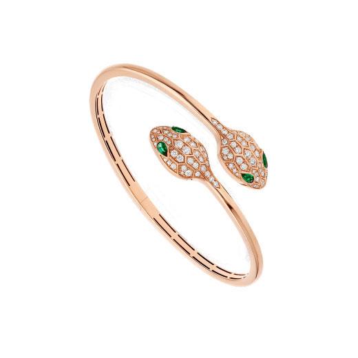 [kincade]SERPENTI BRACELET PINK GOLD MALACHITE DIAMOND DOUBLE SNAKE