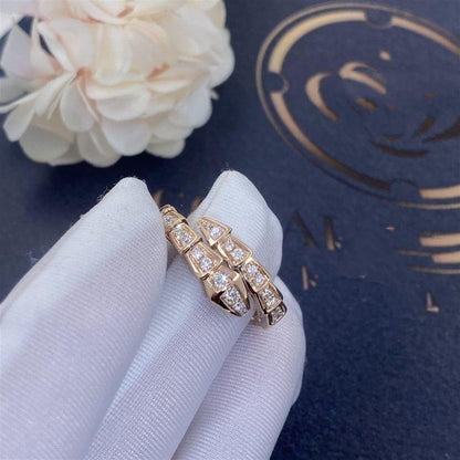 [kincade]SERPENTI RING PINK GOLD DIAMOND PAVED 4MM