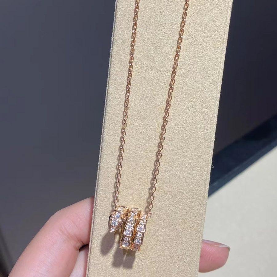 [kincade]SERPENTI PINK GOLD NECKLACE DOUBLE RING DIAMOND