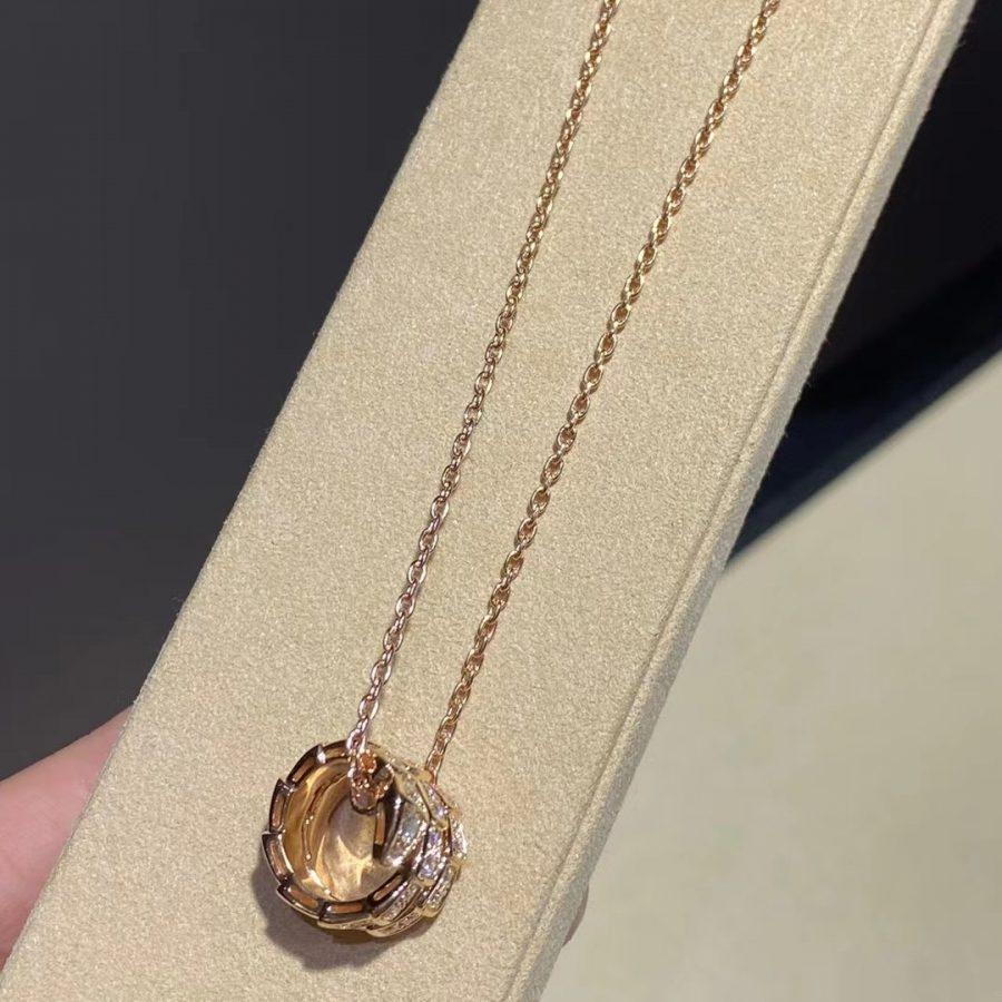 [kincade]SERPENTI PINK GOLD NECKLACE DOUBLE RING DIAMOND