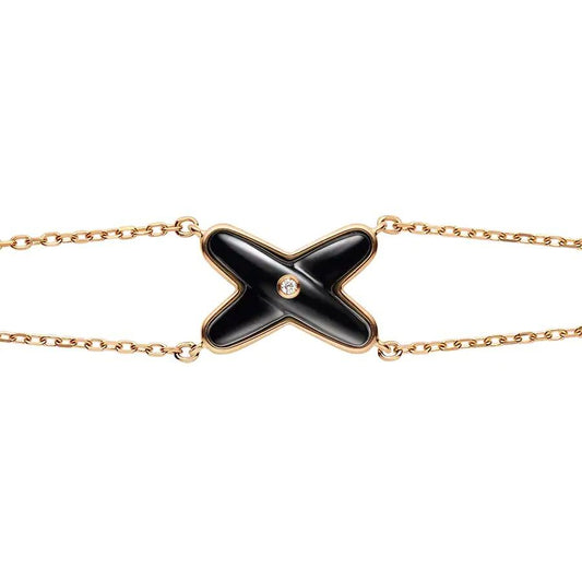 [kincade]JEUX ARMBAND ONYX ROSGOLD 1 DIAMANT