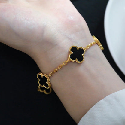 [kincade]CLOVER  5 MOTIFS BLACK ONYX BRACELET