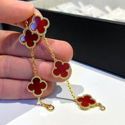 [kincade]CLOVER 5 MOTIFS RED AGATE  BRACELET