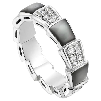 [kincade]SERPENTI RING SILBER DIAMANT SCHWARZ MOP 4MM