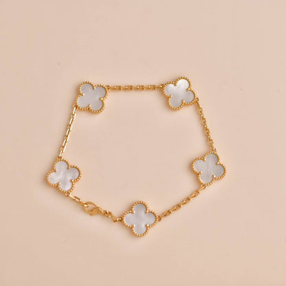 [kincade]CLOVER  5 MOTIF WHITE MOP BRACELET