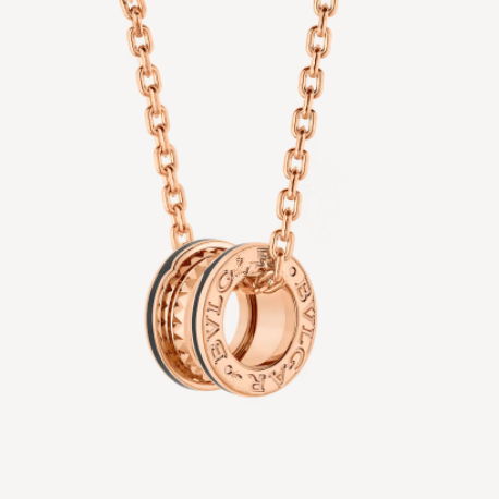 [kincade]ZERO 1 ROCK PEDANT PINK GOLD BLACK NECKLACE