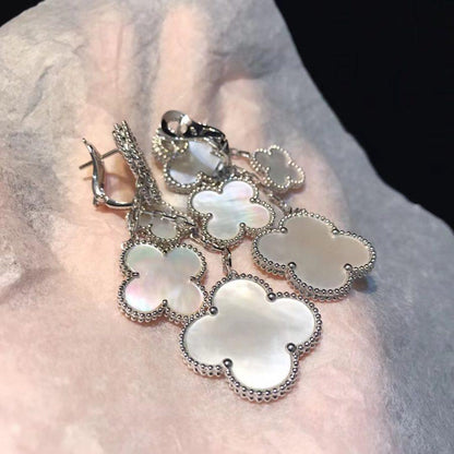 [kincade]CLOVER EARRINGS WHITE MOP 4 MOTIFS SILVER