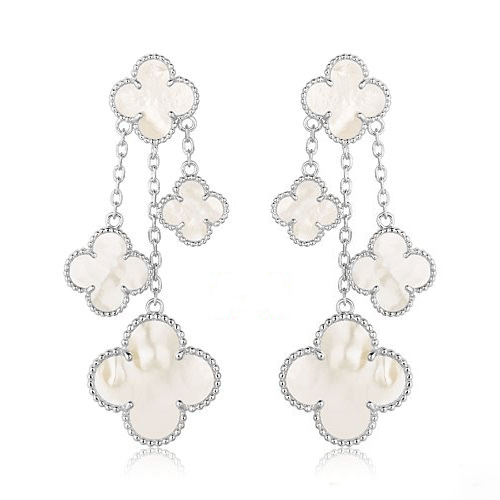 [kincade]CLOVER EARRINGS WHITE MOP 4 MOTIFS SILVER