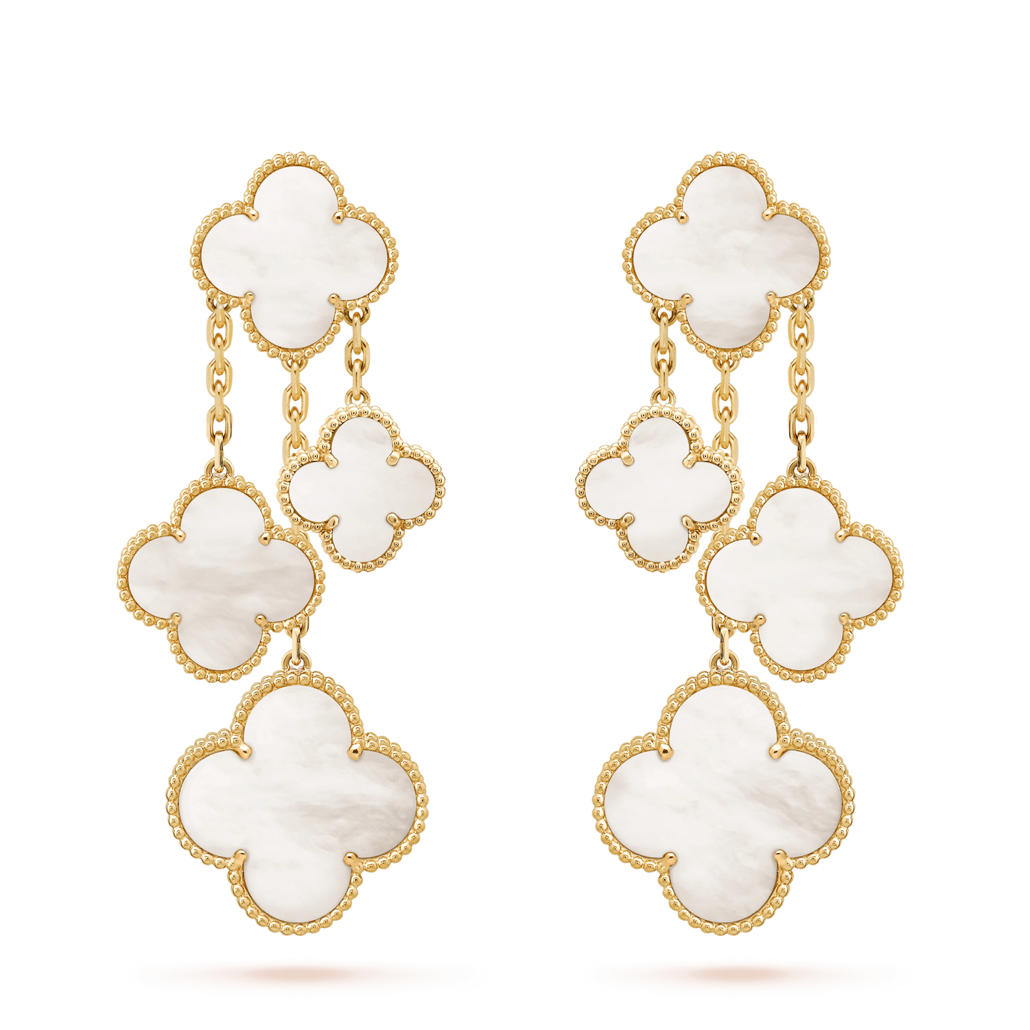 [kincade]CLOVER EARRINGS WHITE MOP 4 MOTIFS GOLD