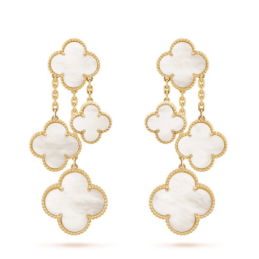 [kincade]CLOVER EARRINGS WHITE MOP 4 MOTIFS GOLD