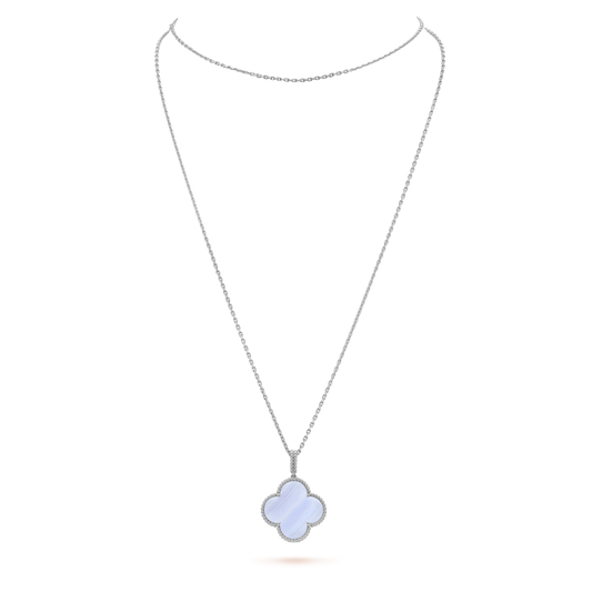 [kincade]CLOVER SILVER CHALCEDONY BIG CLOVER NECKLACE