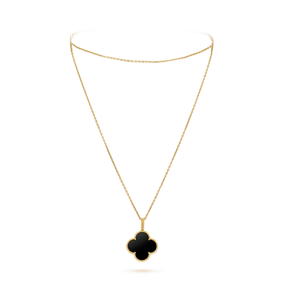 [kincade]CLOVER 25MM GOLD ONYX BIG CLOVER NECKLACE