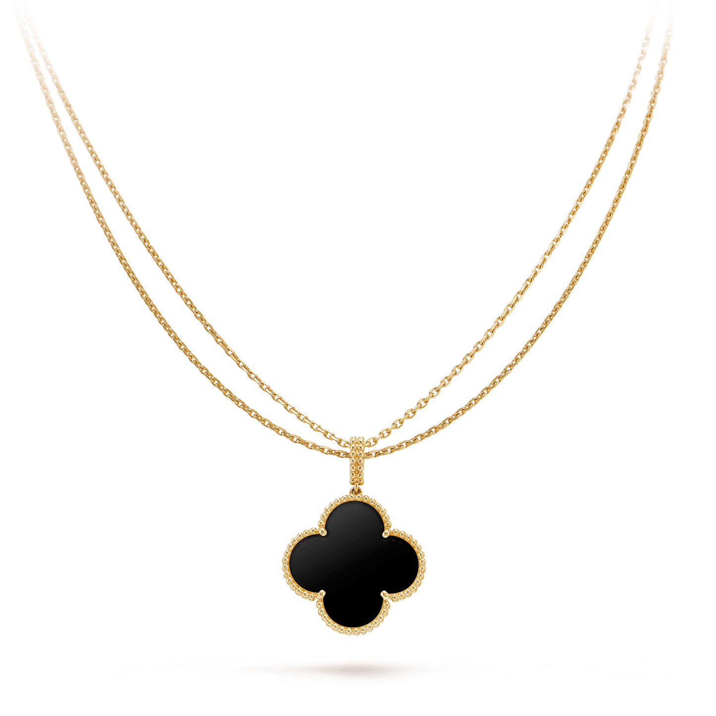 [kincade]CLOVER 25MM GOLD ONYX BIG CLOVER HALSKETTE