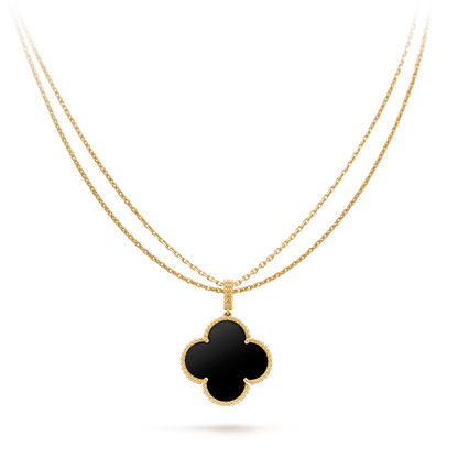 [kincade]CLOVER 25MM GOLD ONYX BIG CLOVER NECKLACE