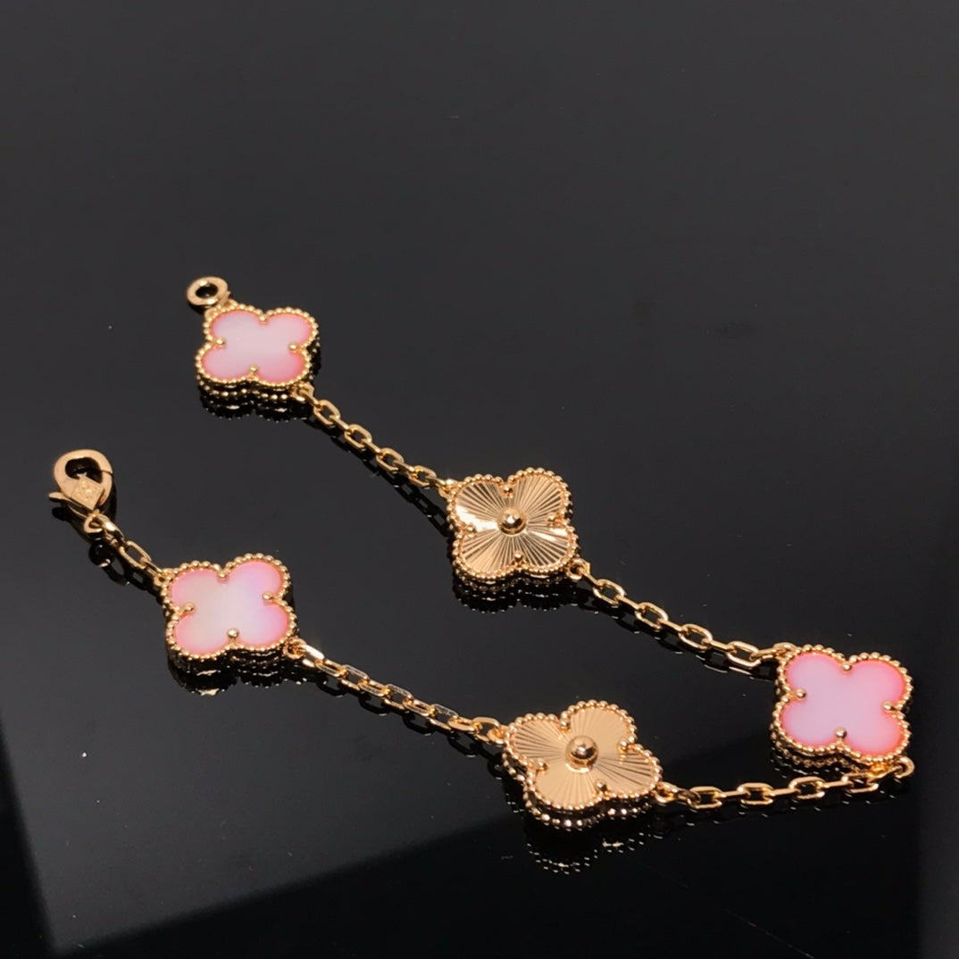 [kincade]CLOVER BRACELET 5 MOTIF PINK AND PINK GOLD