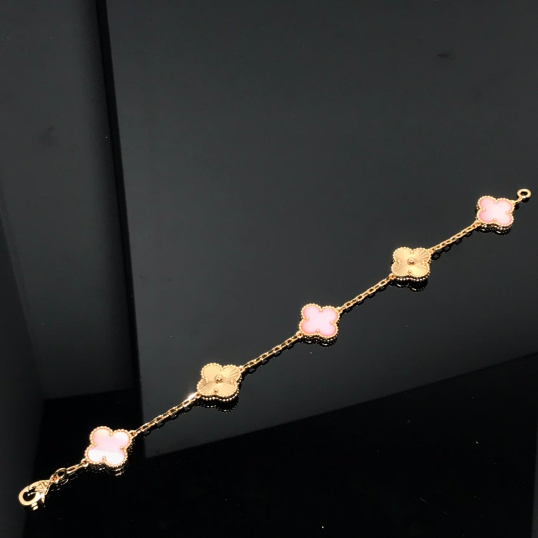 [kincade]CLOVER BRACELET 5 MOTIF PINK AND PINK GOLD