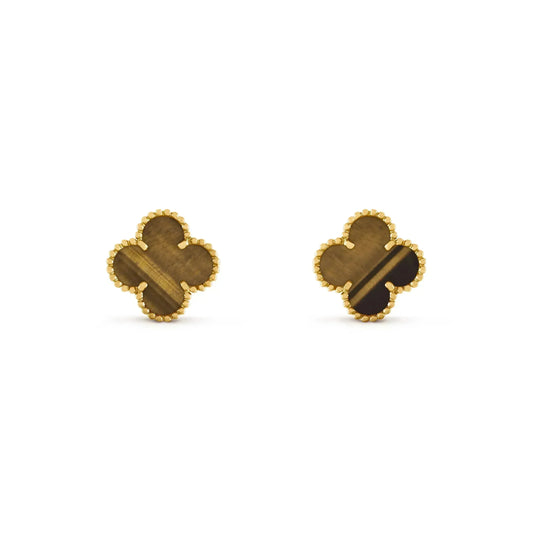 [kincade]CLOVER MEDIUM 1 MOTIFS TIGER EYE EARRINGS